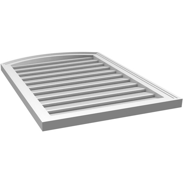 Ekena Millwork Arch Top Surface Mount PVC Gable Vent: Non-Functional, w/2"W x 1-1/2"P Brickmould Frame, 24"W x 32"H - GVPAR24X3202SN