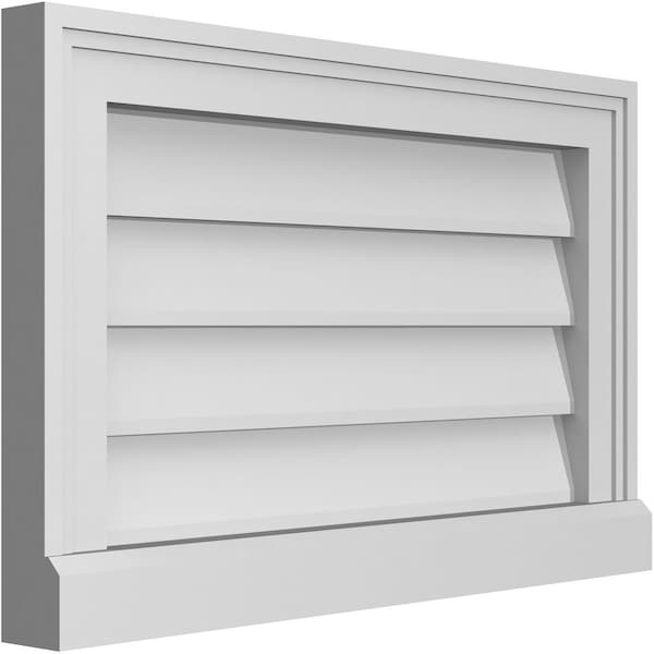Ekena Millwork Vertical Surface Mount PVC Gable Vent w/ 2"W x 2"H , Brickmould Sill Frame, 22"W x 14"H - GVPVE22X1403SN