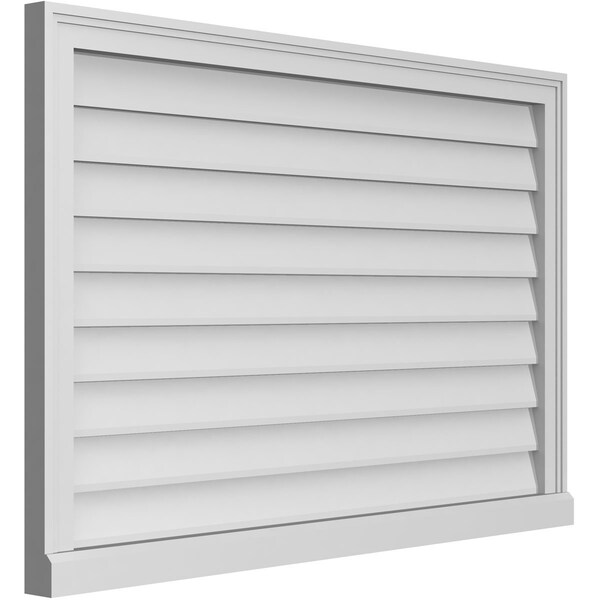 Ekena Millwork Vertical Surface Mount PVC Gable Vent w/ 2"W x 2"H , Brickmould Sill Frame, 42"W x 28"H - GVPVE42X2803SN