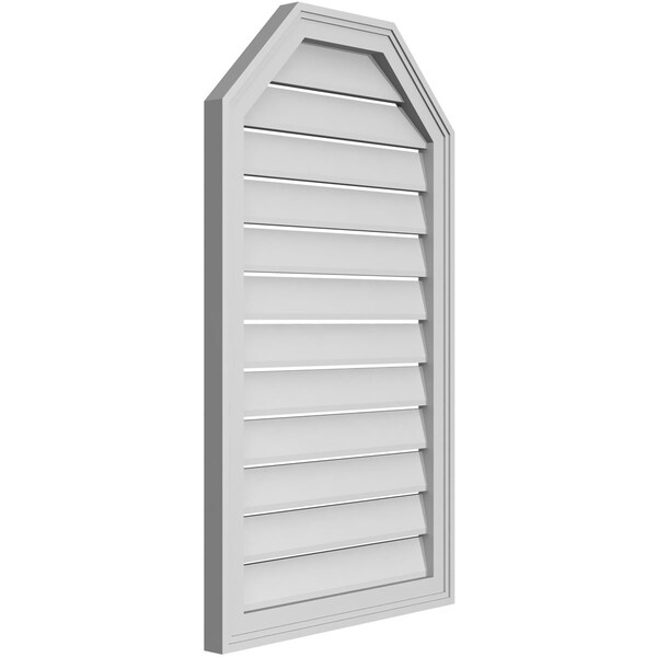 Ekena Millwork Octagonal Top Surface Mount PVC Gable Vent w/ 2"W x 1-1/2"P Brickmould Frame, 22"W x 38"H - GVPOT22X3802SF