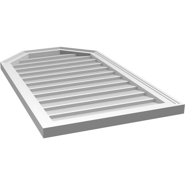 Ekena Millwork Octagonal Top Surface Mount PVC Gable Vent w/ 2"W x 1-1/2"P Brickmould Frame, 22"W x 38"H - GVPOT22X3802SN