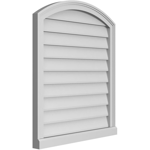 Ekena Millwork Arch Top Surface Mount PVC Gable Vent: Functional, w/ 2"W x 2"P Brickmould Sill Frame, 28"W x 32"H - GVPAR28X3203SF