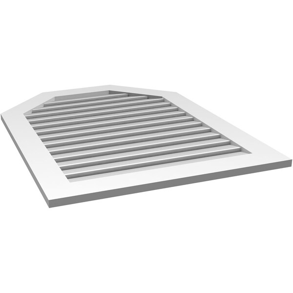 Ekena Millwork Octagonal Top Surface Mount PVC Gable Vent: Functional, w/ 3-1/2"W x 1"P Standard Frame, 32"W x 42"H - GVPOT32X4201SF