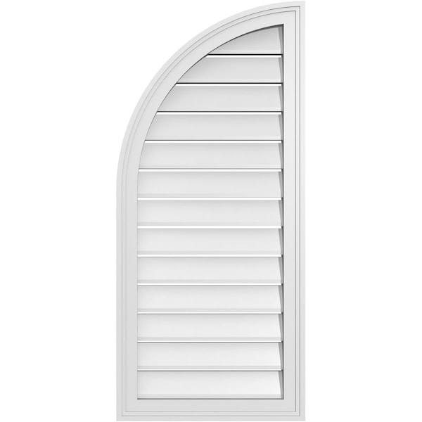 Ekena Millwork Quarter Round Top Left Surface Mount PVC Gable Vent w/ 2"W x 1-1/2"P Brickmould Frame, 18"W x 40"H - GVPQL18X4002SF