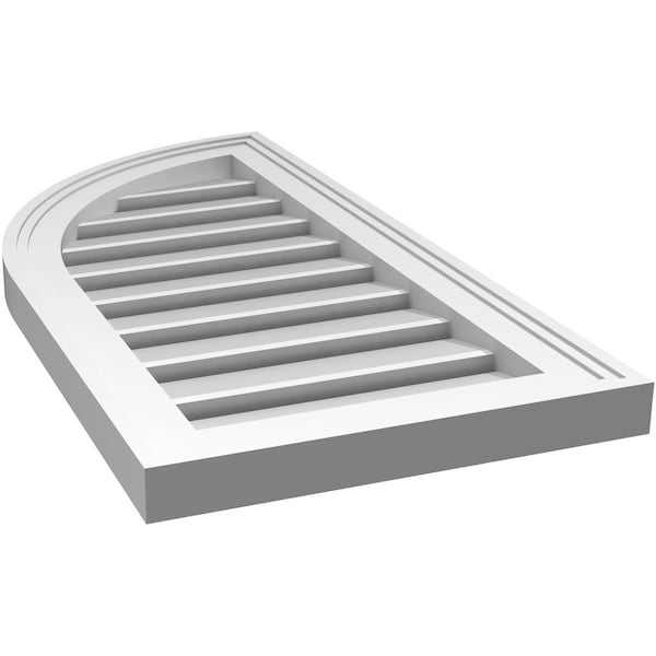 Ekena Millwork Quarter Round Top Left Surface Mount PVC Gable Vent w/ 2"W x 1-1/2"P Brickmould Frame, 14"W x 28"H - GVPQL14X2802SF