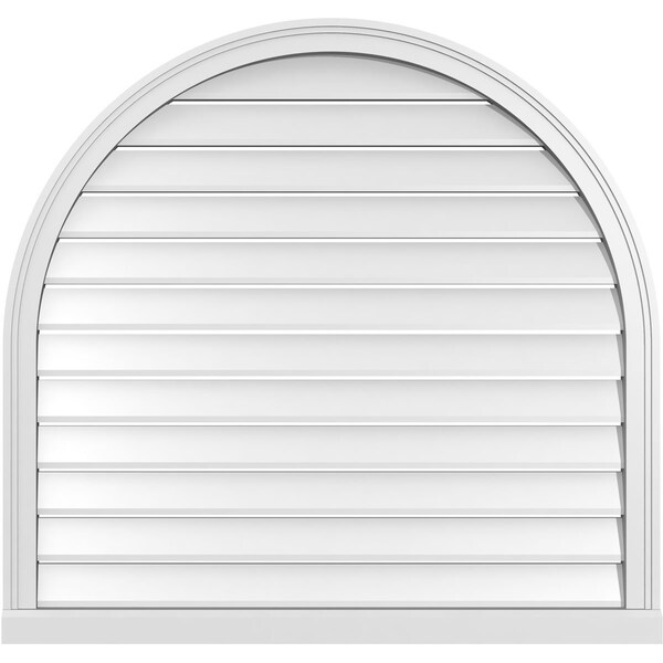 Ekena Millwork Round Top Surface Mount PVC Gable Vent: Functional, w/ 2"W x 2"P Brickmould Sill Frame, 40"W x 38"H - GVPRT40X3803SF