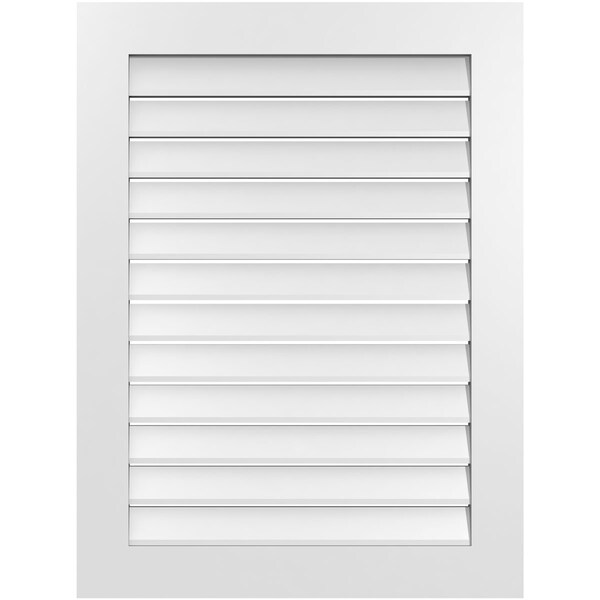 Ekena Millwork Vertical Surface Mount PVC Gable Vent: Functional, w/ 3-1/2"W x 1"P Standard Frame, 30"W x 40"H - GVPVE30X4001SF