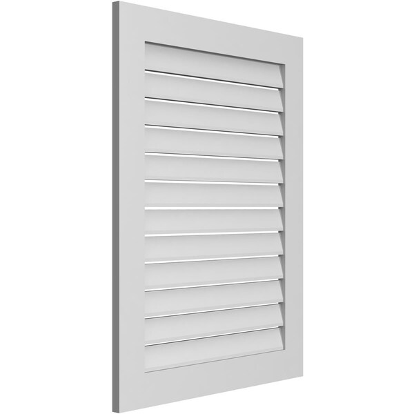 Ekena Millwork Vertical Surface Mount PVC Gable Vent: Functional, w/ 3-1/2"W x 1"P Standard Frame, 30"W x 40"H - GVPVE30X4001SF