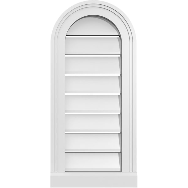 Ekena Millwork Round Top Surface Mount PVC Gable Vent: Functional, w/ 2"W x 2"P Brickmould Sill Frame, 12"W x 26"H - GVPRT12X2603SF