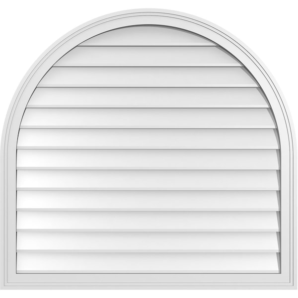Ekena Millwork Round Top Surface Mount PVC Gable Vent w/ 2"W x 1-1/2"P Brickmould Frame, 38"W x 36"H - GVPRT38X3602SN