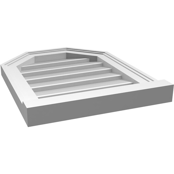 Ekena Millwork Octagonal Top Surface Mount PVC Gable Vent w/ 2"W x 2"P Brickmould Sill Frame, 16"W x 20"H - GVPOT16X2003SN