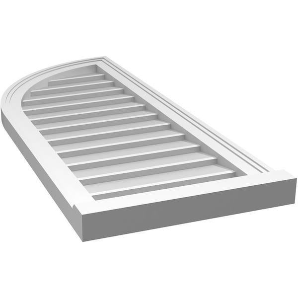 Ekena Millwork Quarter Round Top Left Surface Mount PVC Gable Vent w/ 2"W x 2"P Brickmould Sill Frame, 16"W x 38"H - GVPQL16X3803SN