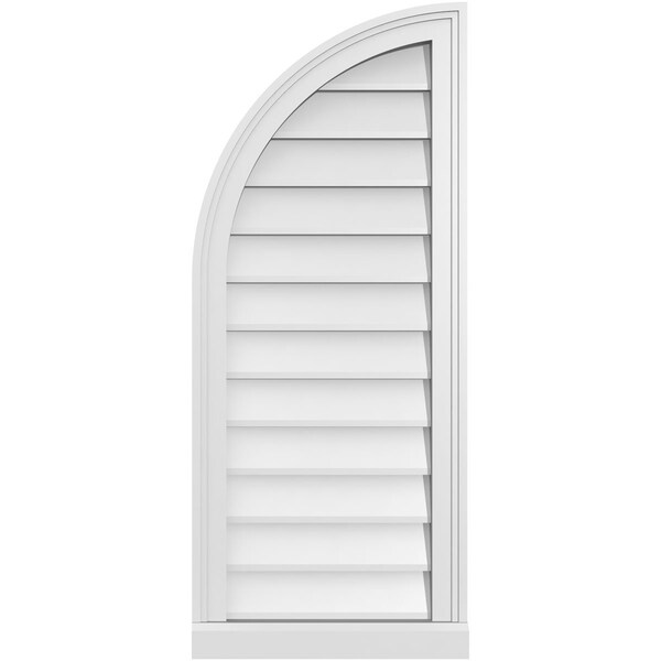 Ekena Millwork Quarter Round Top Left Surface Mount PVC Gable Vent w/ 2"W x 2"P Brickmould Sill Frame, 16"W x 38"H - GVPQL16X3803SN