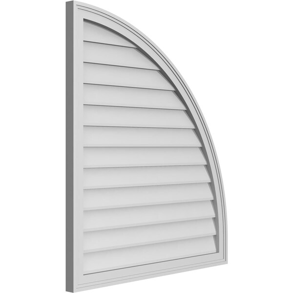 Ekena Millwork Quarter Round Top Right Surface Mount PVC Gable Vent w/ 2"W x 2"P Brickmould Sill Frame, 34"W x 38"H - GVPQR34X3803SN