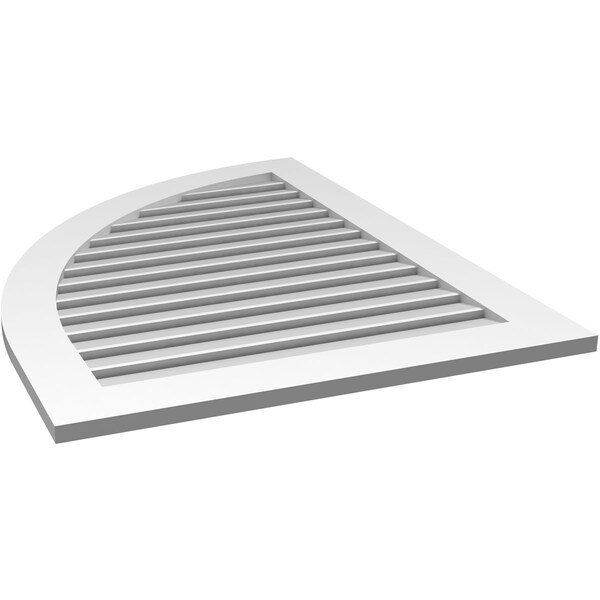 Ekena Millwork Quarter Round Top Left Surface Mount PVC Gable Vent w/ 3-1/2"W x 1"P Standard Frame, 32"W x 42"H - GVPQL32X4201SF