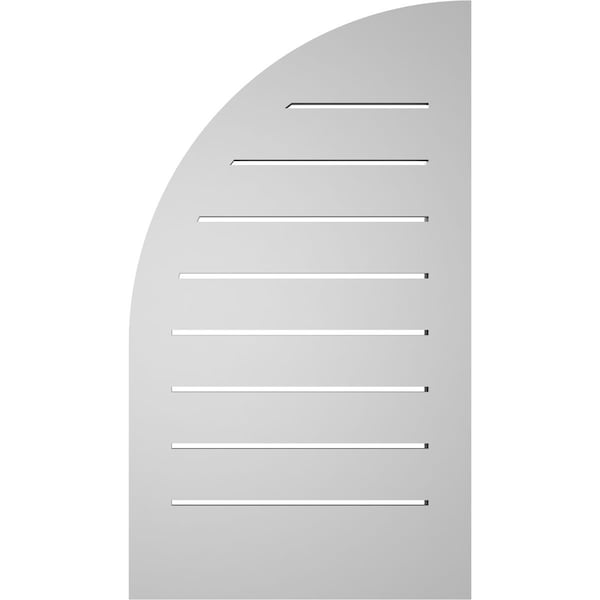 Ekena Millwork Quarter Round Top Right Surface Mount PVC Gable Vent w/ 2"W x 1-1/2"P Brickmould Frame, 16"W x 28"H - GVPQR16X2802SF