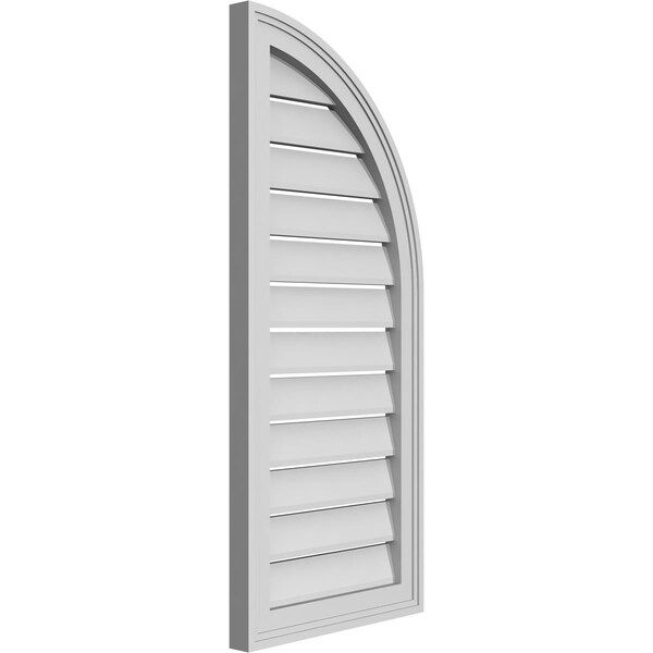 Ekena Millwork Quarter Round Top Right Surface Mount PVC Gable Vent w/ 2"W x 1-1/2"P Brickmould Frame, 16"W x 36"H - GVPQR16X3602SF
