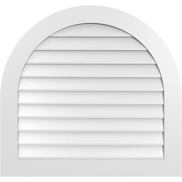 Ekena Millwork Round Top Surface Mount PVC Gable Vent: Non-Functional, w/ 3-1/2"W x 1"P Standard Frame, 36"W x 34"H - GVPRT36X3401SN