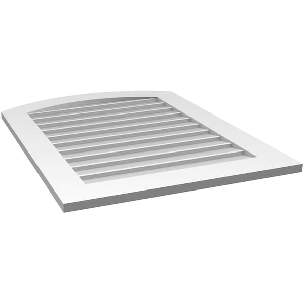 Ekena Millwork Arch Top Surface Mount PVC Gable Vent: Functional, w/ 3-1/2"W x 1"P Standard Frame, 28"W x 36"H - GVPAR28X3601SF
