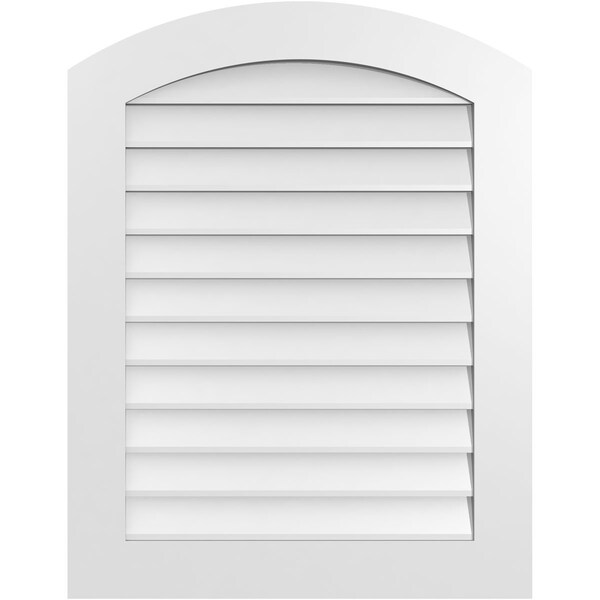 Ekena Millwork Arch Top Surface Mount PVC Gable Vent: Functional, w/ 3-1/2"W x 1"P Standard Frame, 28"W x 36"H - GVPAR28X3601SF