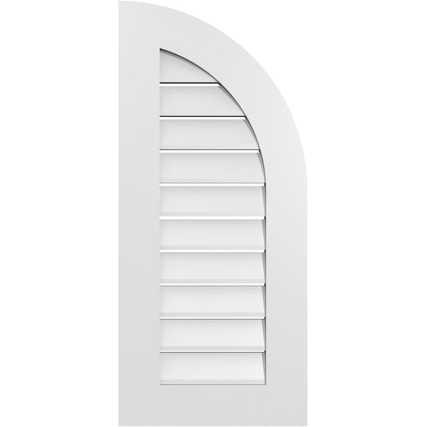 Ekena Millwork Quarter Round Top Right Surface Mount PVC Gable Vent w/ 3-1/2"W x 1"P Standard Frame, 16"W x 36"H - GVPQR16X3601SF