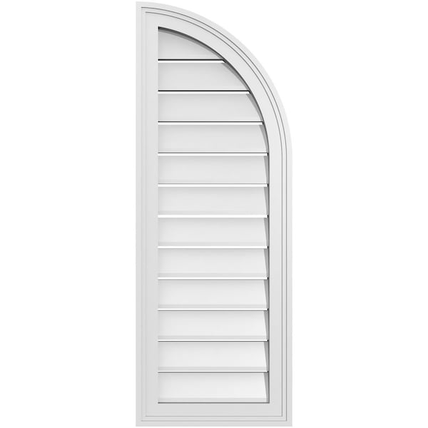 Ekena Millwork Quarter Round Top Right Surface Mount PVC Gable Vent w/ 2"W x 1-1/2"P Brickmould Frame, 14"W x 38"H - GVPQR14X3802SF