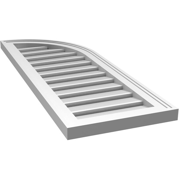 Ekena Millwork Quarter Round Top Right Surface Mount PVC Gable Vent w/ 2"W x 1-1/2"P Brickmould Frame, 14"W x 38"H - GVPQR14X3802SF