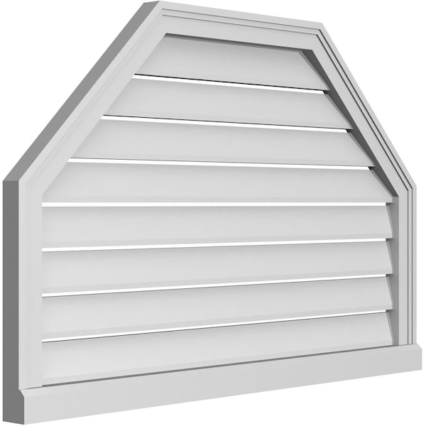 Ekena Millwork Octagonal Top Surface Mount PVC Gable Vent w/ 2"W x 2"P Brickmould Sill Frame, 40"W x 26"H - GVPOT40X2603SF