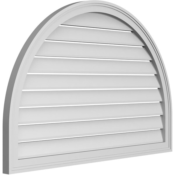 Ekena Millwork Round Top Surface Mount PVC Gable Vent: Functional, w/ 2"W x 1-1/2"P Brickmould Frame, 42"W x 28"H - GVPRT42X2802SF