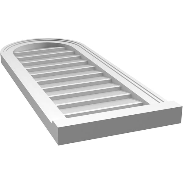 Ekena Millwork Round Top Surface Mount PVC Gable Vent w/ 2"W x 2"P Brickmould Sill Frame, 14"W x 34"H - GVPRT14X3403SN