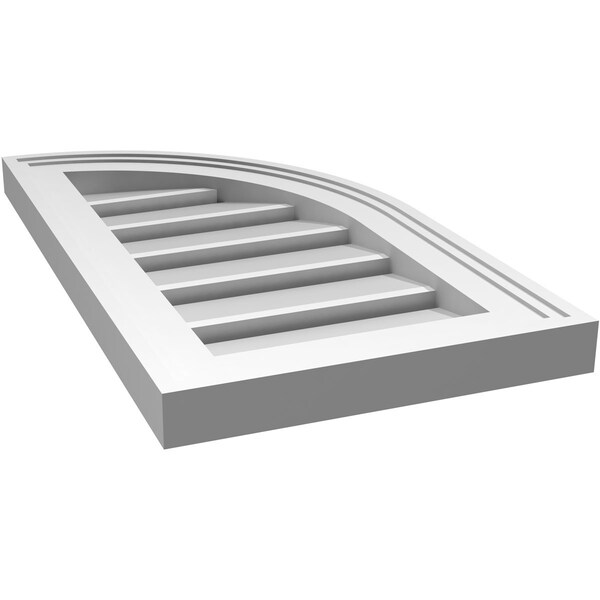 Ekena Millwork Quarter Round Top Right Surface Mount PVC Gable Vent w/ 2"W x 2"P Brickmould Sill Frame, 12"W x 22"H - GVPQR12X2203SF