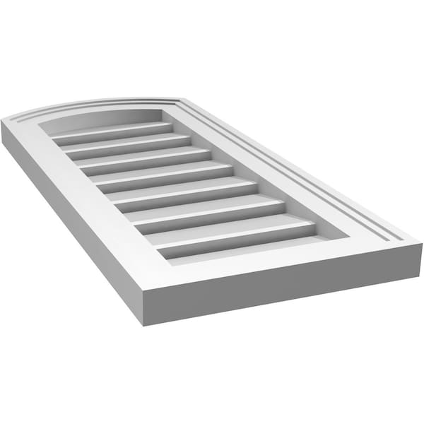 Ekena Millwork Arch Top Surface Mount PVC Gable Vent: Non-Functional, w/2"W x 1-1/2"P Brickmould Frame, 12"W x 24"H - GVPAR12X2402SN