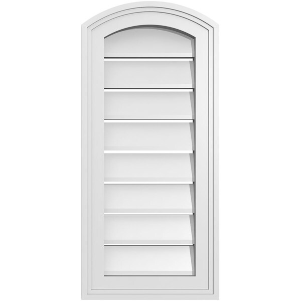 Ekena Millwork Arch Top Surface Mount PVC Gable Vent: Non-Functional, w/2"W x 1-1/2"P Brickmould Frame, 12"W x 24"H - GVPAR12X2402SN