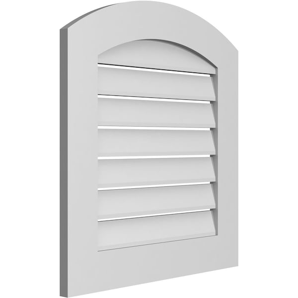 Ekena Millwork Arch Top Surface Mount PVC Gable Vent: Non-Functional, w/ 3-1/2"W x 1"P Standard Frame, 24"W x 24"H - GVPAR24X2401SN