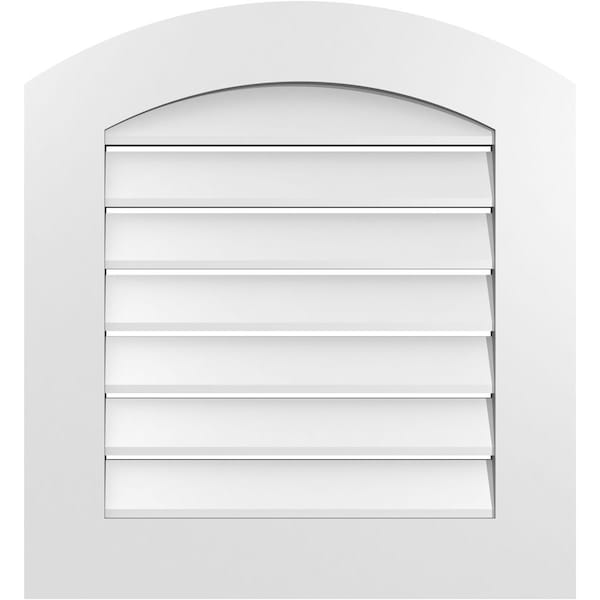 Ekena Millwork Arch Top Surface Mount PVC Gable Vent: Non-Functional, w/ 3-1/2"W x 1"P Standard Frame, 24"W x 24"H - GVPAR24X2401SN