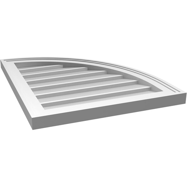 Ekena Millwork Quarter Round Top Right Surface Mount PVC Gable Vent w/ 2"W x 2"P Brickmould Sill Frame, 20"W x 24"H - GVPQR20X2403SN