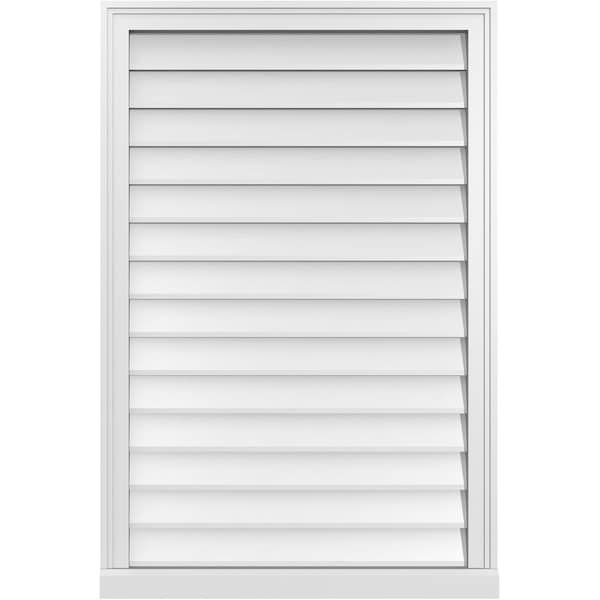 Ekena Millwork Vertical Surface Mount PVC Gable Vent w/ 2"W x 2"H , Brickmould Sill Frame, 28"W x 42"H - GVPVE28X4203SN