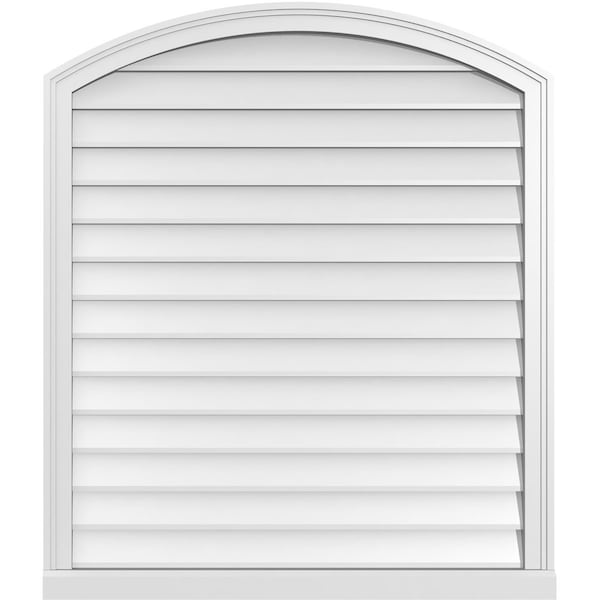 Ekena Millwork Arch Top Surface Mount PVC Gable Vent: Functional, w/ 2"W x 2"P Brickmould Sill Frame, 36"W x 42"H - GVPAR36X4203SF