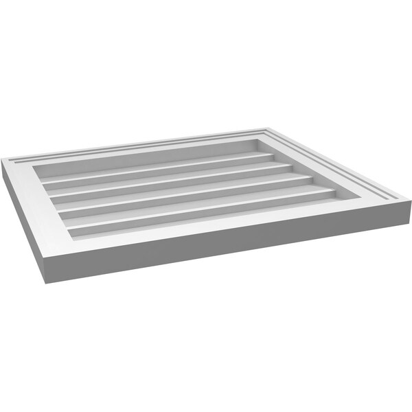 Ekena Millwork Vertical Surface Mount PVC Gable Vnt: Non-Functional, w/2"W x 1-1/2"H, Brickmould Frame, 22"W x 18"H - GVPVE22X1802SN