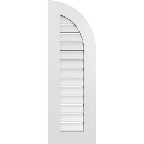 Ekena Millwork Quarter Round Top Right Surface Mount PVC Gable Vent w/ 3-1/2"W x 1"P Standard Frame, 14"W x 42"H - GVPQR14X4201SF