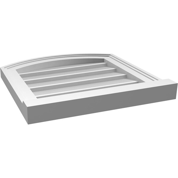Ekena Millwork Arch Top Surface Mount PVC Gable Vent: Functional, w/ 2"W x 2"P Brickmould Sill Frame, 18"W x 18"H - GVPAR18X1803SF