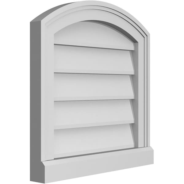 Ekena Millwork Arch Top Surface Mount PVC Gable Vent: Functional, w/ 2"W x 2"P Brickmould Sill Frame, 18"W x 18"H - GVPAR18X1803SF