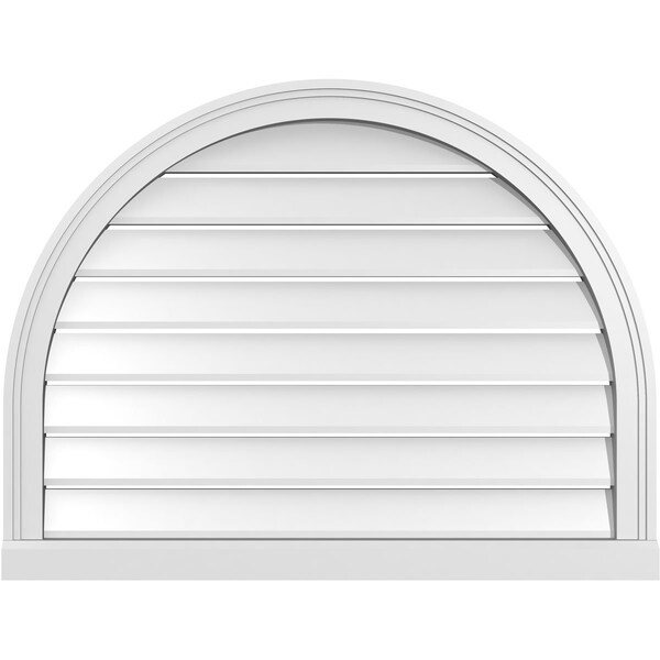 Ekena Millwork Round Top Surface Mount PVC Gable Vent: Functional, w/ 2"W x 2"P Brickmould Sill Frame, 34"W x 26"H - GVPRT34X2603SF