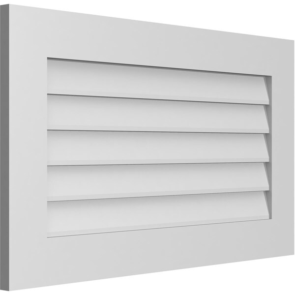 Ekena Millwork Vertical Surface Mount PVC Gable Vent: Non-Functional, w/3-1/2"W x 1"H, Standard Frame, 34"W x 20"H - GVPVE34X2001SN