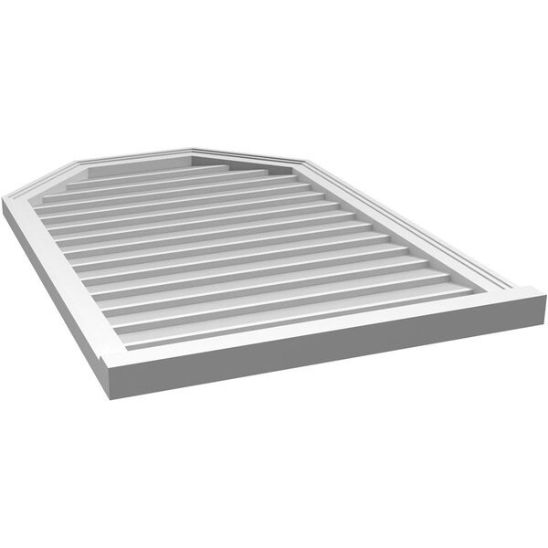 Ekena Millwork Octagonal Top Surface Mount PVC Gable Vent w/ 2"W x 2"P Brickmould Sill Frame, 28"W x 42"H - GVPOT28X4203SN