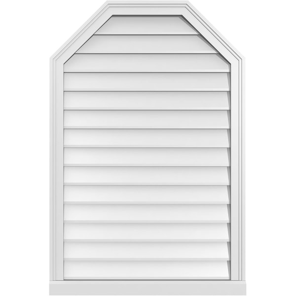 Ekena Millwork Octagonal Top Surface Mount PVC Gable Vent w/ 2"W x 2"P Brickmould Sill Frame, 28"W x 42"H - GVPOT28X4203SN