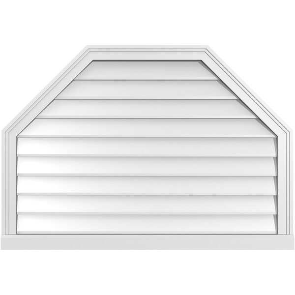 Ekena Millwork Octagonal Top Surface Mount PVC Gable Vent w/ 2"W x 2"P Brickmould Sill Frame, 40"W x 28"H - GVPOT40X2803SN