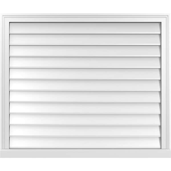 Ekena Millwork Vertical Surface Mount PVC Gable Vent w/ 2"W x 2"H , Brickmould Sill Frame, 40"W x 34"H - GVPVE40X3403SN