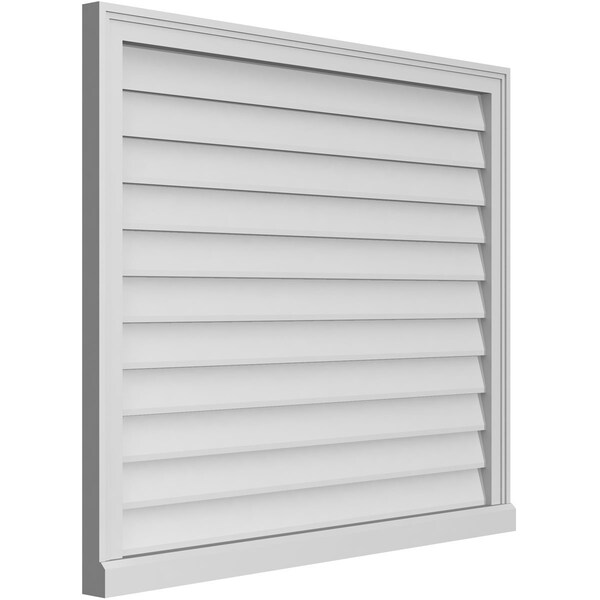 Ekena Millwork Vertical Surface Mount PVC Gable Vent w/ 2"W x 2"H , Brickmould Sill Frame, 40"W x 34"H - GVPVE40X3403SN