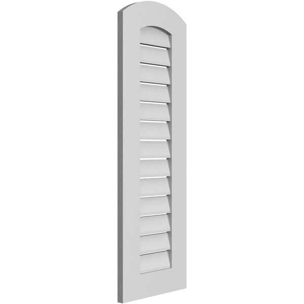 Ekena Millwork Arch Top Surface Mount PVC Gable Vent: Non-Functional, w/ 3-1/2"W x 1"P Standard Frame, 14"W x 40"H - GVPAR14X4001SN